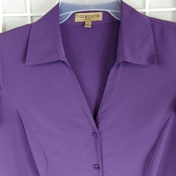Notations Woman Blouse – Purple – Button Down – Plus 1X - Picture 3 of 8